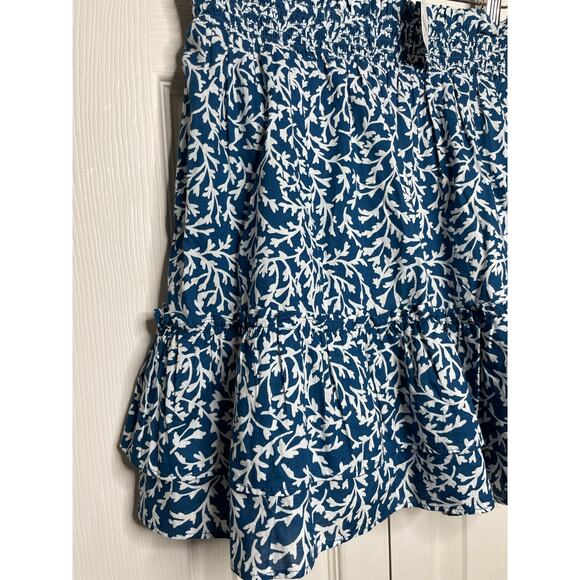 NEW J. Crew Smocked Ruffle Shoulder Blue Tank Top Blouse Skirt Set Womens XXS - Picture 10 of 12